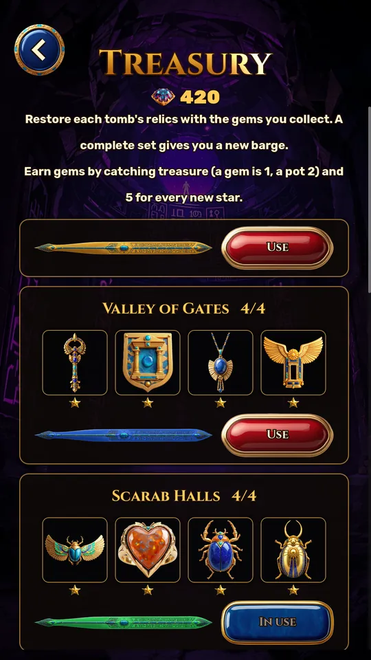 The Treasury with restored relics and barge skins